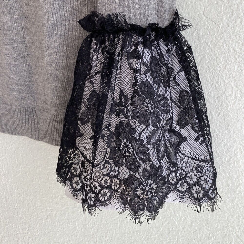 Marled Cashmere Sweater Womens Extra Small Lace Flare Cuff Gray Pullover Cozy - Picture 7 of 12